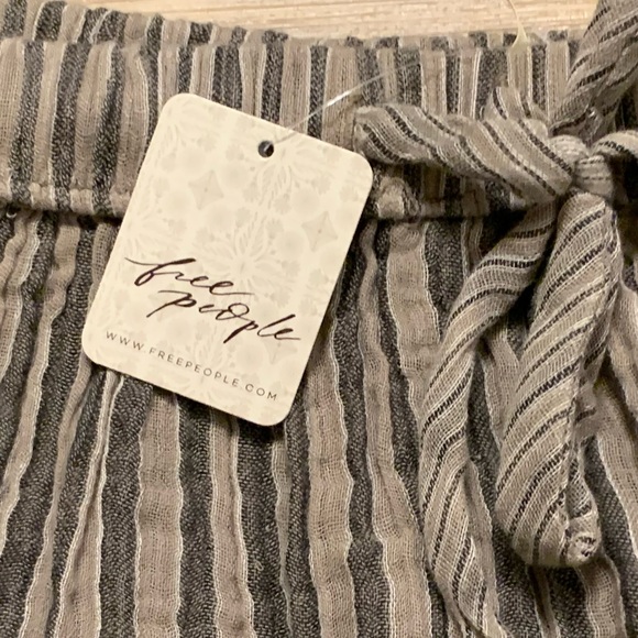 NWT Free People Quinn Harem Boho Pants Striped Natural Charcoal Size M Beach - Picture 7 of 15
